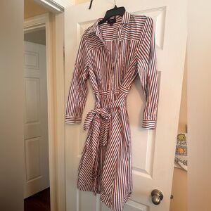 J.Crew Striped Red, White & Blue Belted Dress Size 16